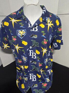 NWT Tampa Bay Rays Hawaiian Button-Up Shirt | Tropical MLB Fan Shirt | Men's Med